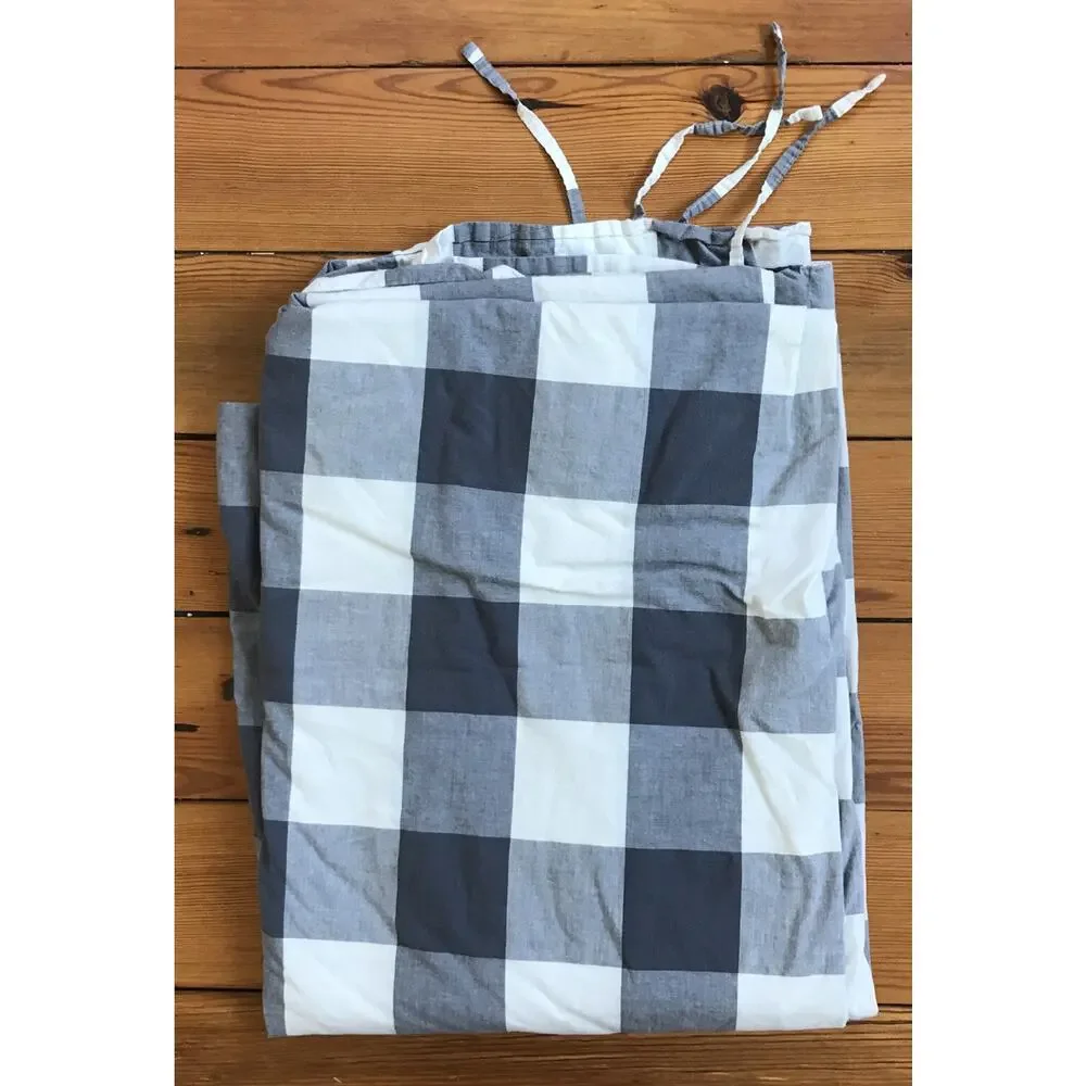 IKEA Emmie Ruta Gray Check Reversible Buffalo Plaid Stripe TWIN Duvet Cover